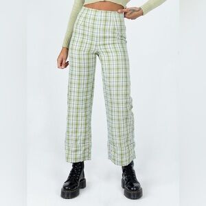 Princess Polly Green Plaid Pants
